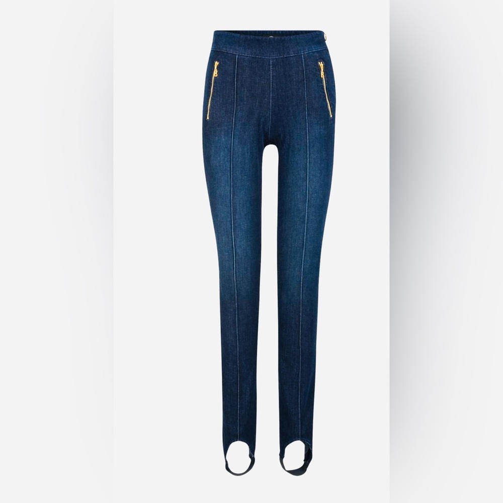BOGNER Stirrup Jeans Size 27- XS High Waist, Slim Fit for Women Gold Zipper NWT